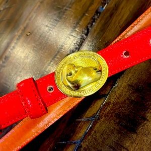 Vintage Dooney and Bourke, red leather belt. Size medium. 40 inch in length